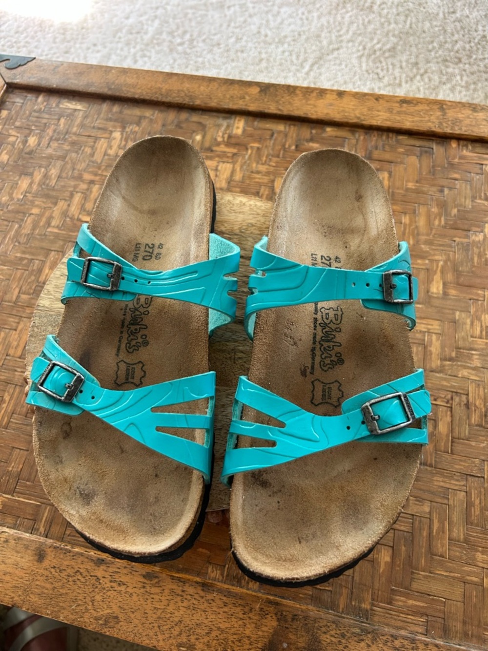 Birkenstock Birki Sea Blue/Turquoise Strappy Women's Sandals - Picture 3 of 10